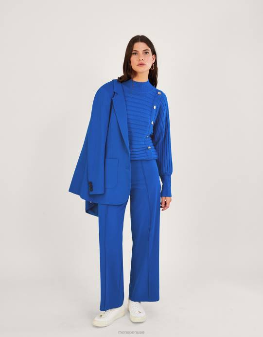 Monsoon نحيف سترة مضلعة أفقية من البوليستر المعاد تدويره D68H914 ملابس الأزرق (الكوبالت)