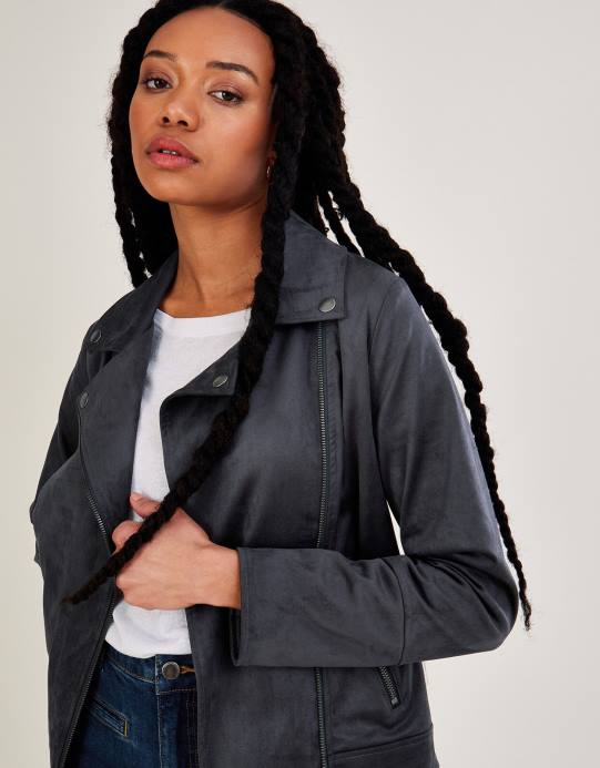 Monsoon نحيف ستايسي آن سويديت راكب الدراجة النارية D68H917 ملابس رمادي