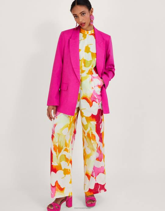 Monsoon نحيف سترة ستيلا من مزيج الكتان D68H927 ملابس لون القرنفل