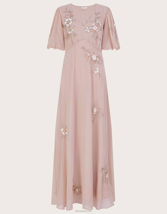 Monsoon نحيف فستان ماكسي مزين بشهر أغسطس D68H929 ملابس الوردي (احمر الخدود)