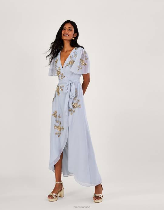 Monsoon نحيف فستان سارا مزخرف من البوليستر المعاد تدويره D68H931 ملابس سحاب