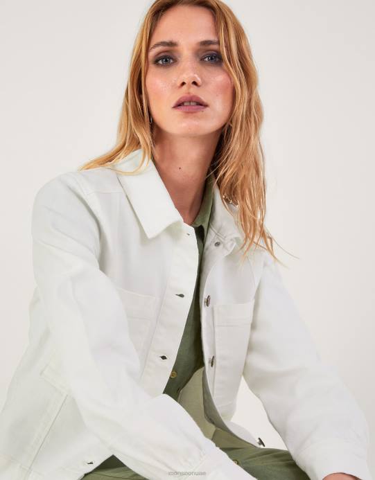 Monsoon نحيف سترة الدنيم القصيرة D68H947 ملابس طبيعي (إكرو)