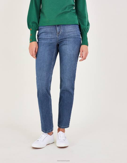 Monsoon نحيف جينز صديقها مستقيم الساق D68H951 ملابس الأزرق (الدنيم الأزرق)