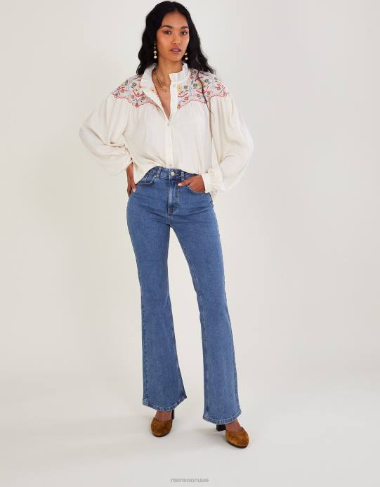 Monsoon نحيف جينز واسع من الدنيم مصنوع من القطن المستدام D68H952 ملابس أزرق