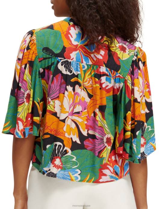 Monsoon نحيف قميص سكوتش وصودا بأكمام رفرفة D68H958 ملابس متعدد