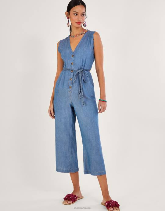 Monsoon نحيف بذلة الدنيم حزام التعادل D68H96 ملابس الأزرق (الدنيم الأزرق)