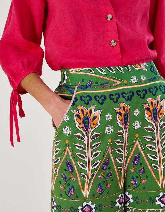 Monsoon نحيف سراويل مطبوعة فضفاضة في لينزينج إيكوفيرو D68H969 ملابس الأخضر (الكاكي)