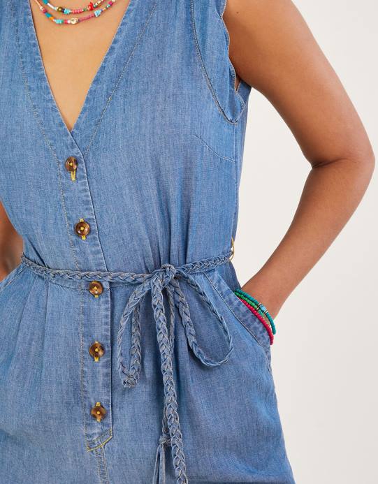 Monsoon نحيف بذلة الدنيم حزام التعادل D68H96 ملابس الأزرق (الدنيم الأزرق)