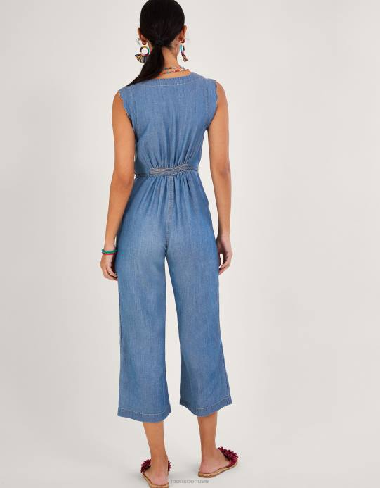 Monsoon نحيف بذلة الدنيم حزام التعادل D68H96 ملابس الأزرق (الدنيم الأزرق)