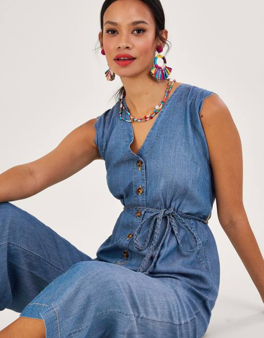 Monsoon نحيف بذلة الدنيم حزام التعادل D68H96 ملابس الأزرق (الدنيم الأزرق)