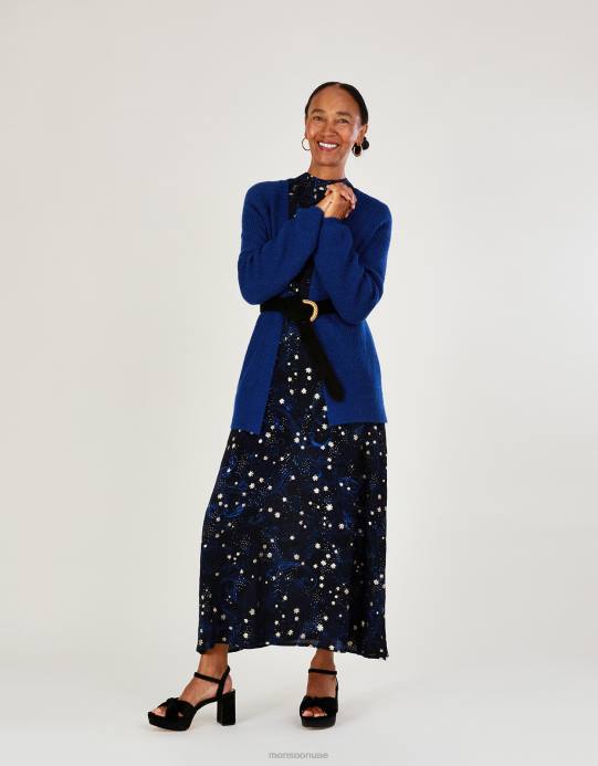 Monsoon نحيف سترة صوفية مضلعة فائقة النعومة D68H972 ملابس الأزرق (الكوبالت)