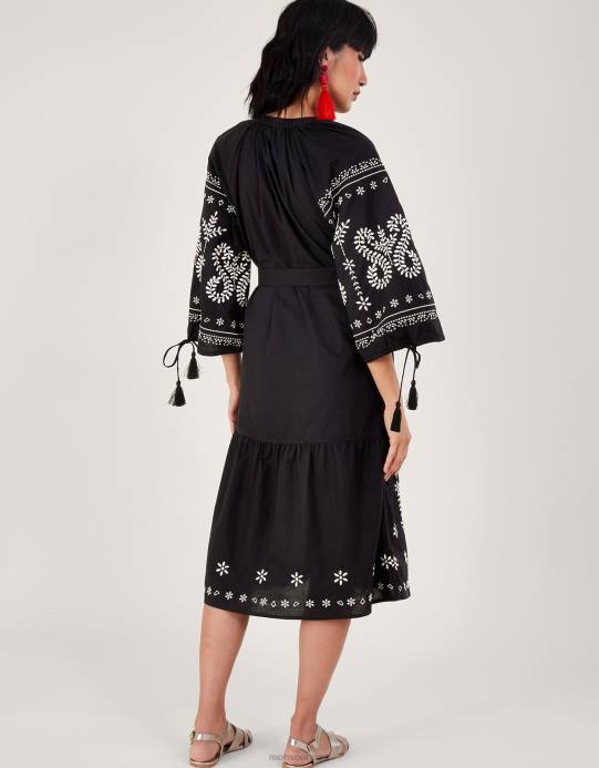 Monsoon نحيف فستان تونيك ميدي مطرز D68H973 ملابس أسود