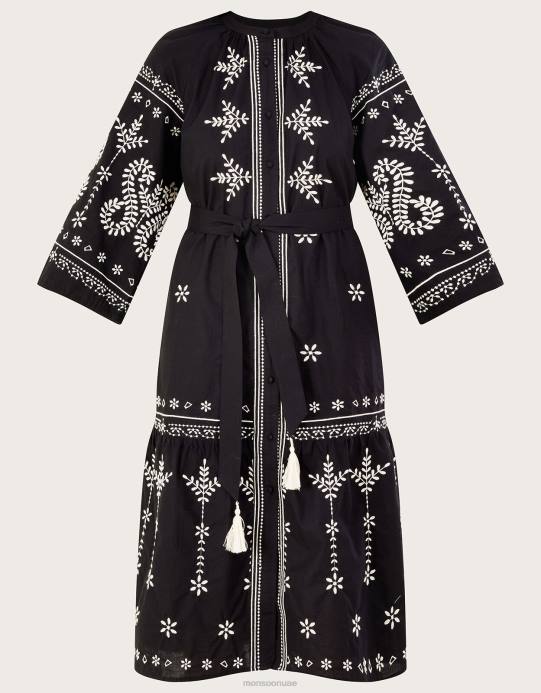 Monsoon نحيف فستان تونيك ميدي مطرز D68H973 ملابس أسود