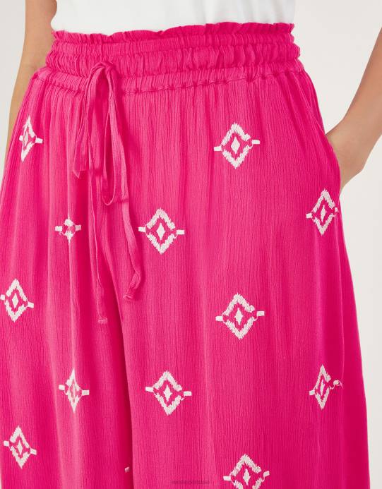 Monsoon نحيف بنطال واسع مزين بزخارف مطرزة من لينزينج إيكوفيرو D68H975 ملابس لون القرنفل