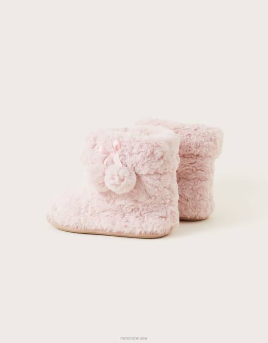 Monsoon نحيف حذاء بوم بوم من الفرو الصناعي D68H978 أحذية لون القرنفل