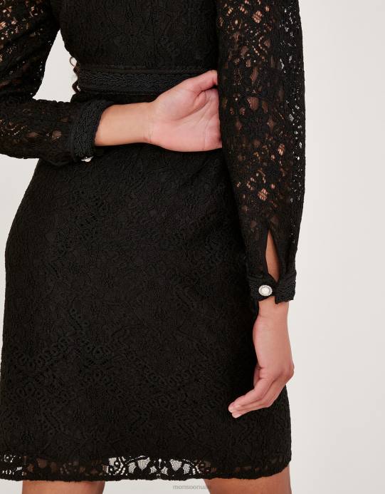 Monsoon نحيف فستان ليليان من الدانتيل D68H97 ملابس أسود