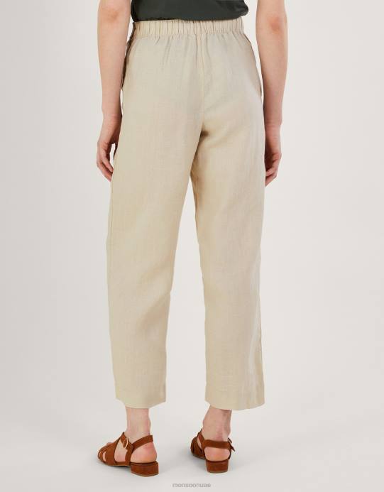 Monsoon نحيف بنطلون كتان سهل الارتداء D68H985 ملابس طبيعي