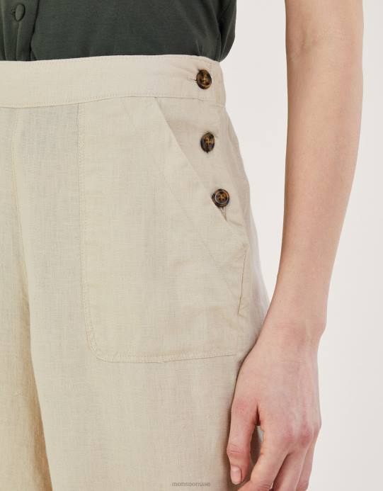 Monsoon نحيف بنطلون كتان سهل الارتداء D68H985 ملابس طبيعي