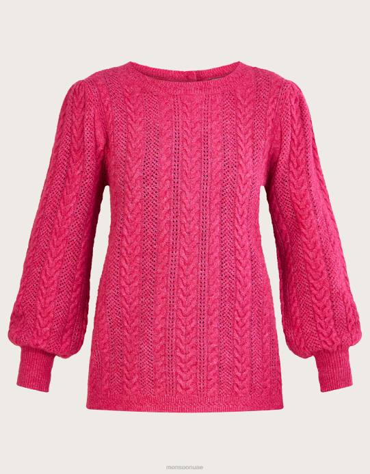 Monsoon نحيف سترة كابل بزر خلفي مصنوعة من البوليستر المعاد تدويره D68H988 ملابس لون القرنفل