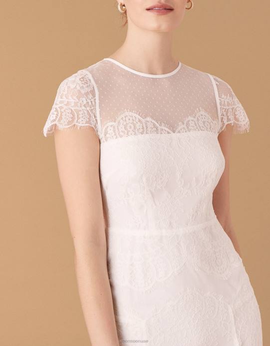 Monsoon نحيف ريبيكا شانتيلي فستان الزفاف الدانتيل D68H989 ملابس عاج