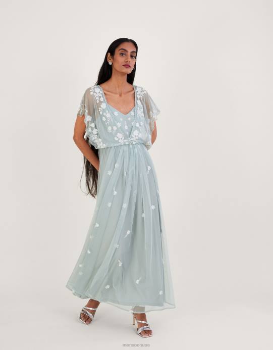 Monsoon نحيف فستان طويل مطرز من صوفي D68H991 ملابس الأخضر (حكيم)