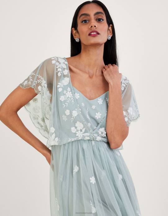 Monsoon نحيف فستان طويل مطرز من صوفي D68H991 ملابس الأخضر (حكيم)