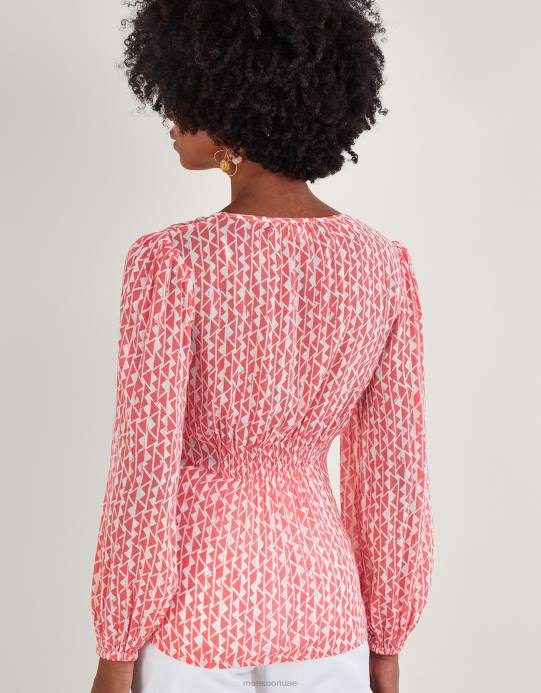 Monsoon نحيف بلوزة دوريت ملفوفة من الفيسكوز المستدام D68H995 ملابس البرتقالي