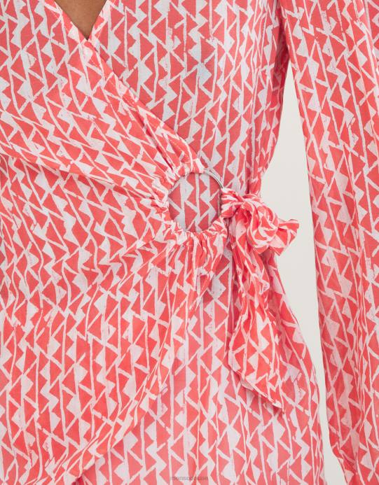 Monsoon نحيف بلوزة دوريت ملفوفة من الفيسكوز المستدام D68H995 ملابس البرتقالي