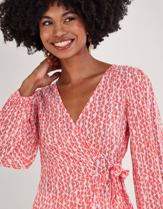 Monsoon نحيف بلوزة دوريت ملفوفة من الفيسكوز المستدام D68H995 ملابس البرتقالي