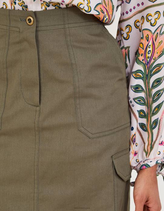 Monsoon نحيف عادي تنورة البضائع الطويلة D68H998 ملابس الأخضر (الكاكي)