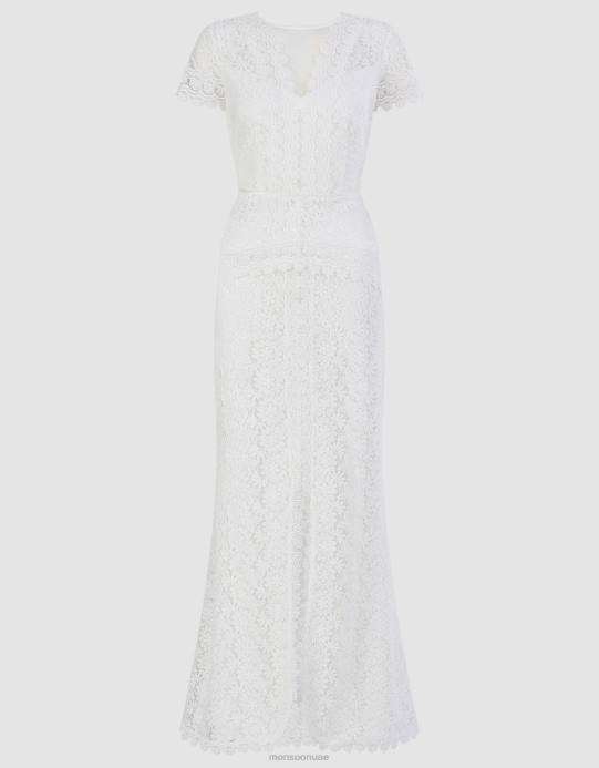 Monsoon نحيف فستان زفاف ماكسي من الدانتيل من سيينا D68H9 ملابس عاج