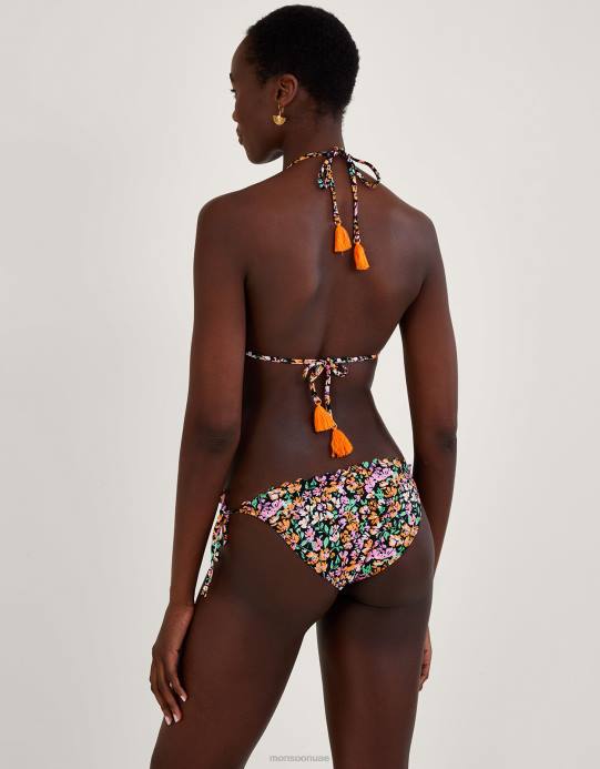 Monsoon نحيف بيكيني علوي بطباعة Ditsy مع بوليستر معاد تدويره D68H404 ملابس أسود