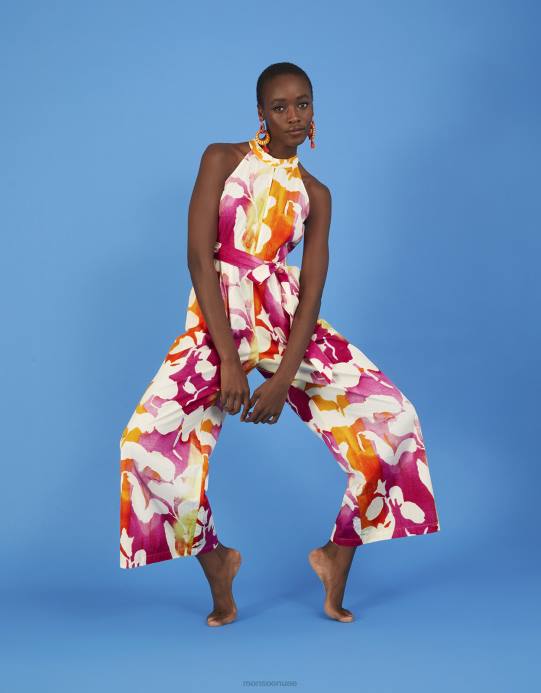 Monsoon نحيف بذلة بطباعة مجردة من Elaxi D68H719 ملابس لون القرنفل