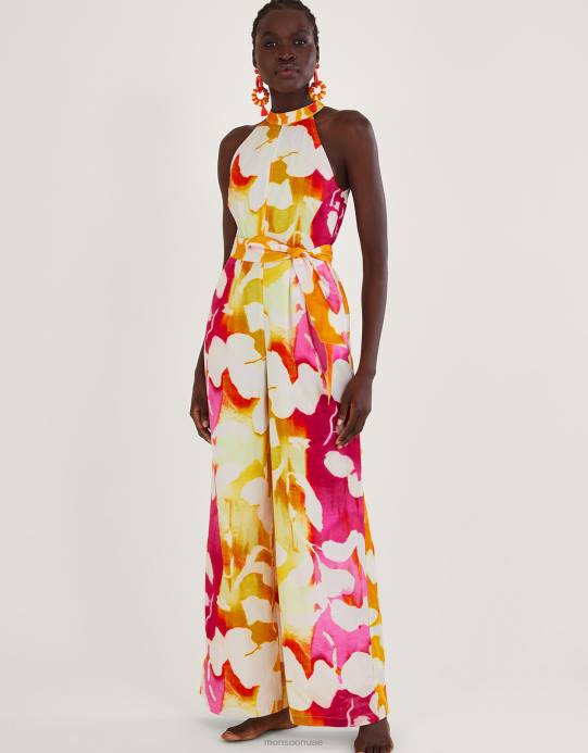 Monsoon نحيف بذلة بطباعة مجردة من Elaxi D68H719 ملابس لون القرنفل