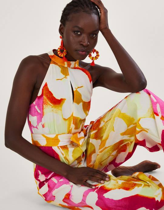 Monsoon نحيف بذلة بطباعة مجردة من Elaxi D68H719 ملابس لون القرنفل