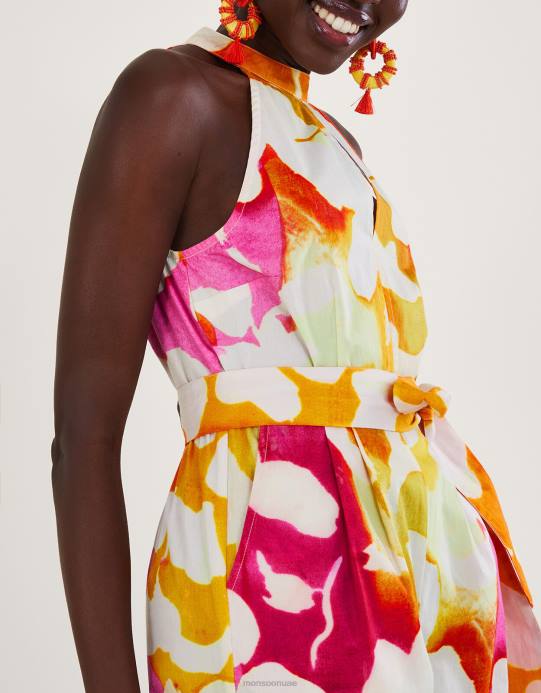 Monsoon نحيف بذلة بطباعة مجردة من Elaxi D68H719 ملابس لون القرنفل