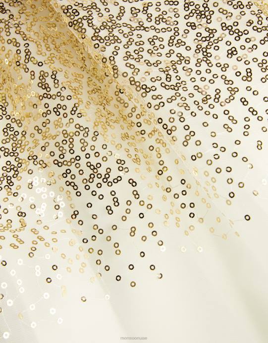 Monsoon بنت فستان حفلة من Elle مزين بالترتر D68H1752 ملابس ذهب