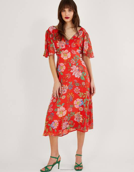 Monsoon نحيف فستان FIA بتفاصيل مرآة من الفيسكوز المستدام D68H836 ملابس البرتقالي