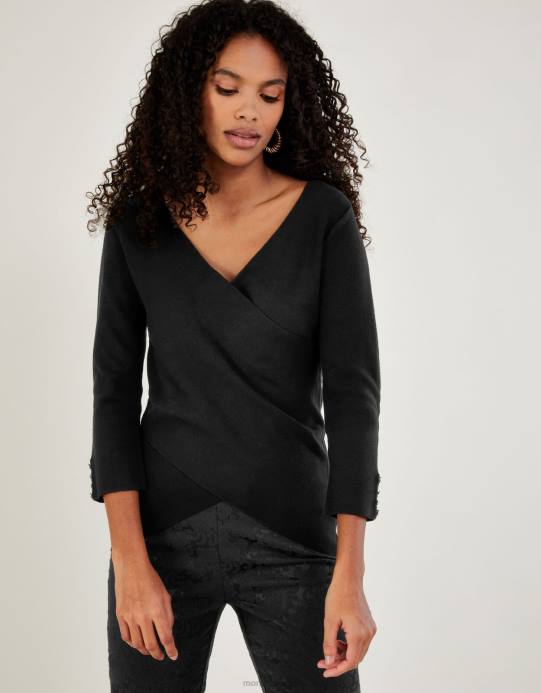 Monsoon نحيف سترة ملفوفة ذكية مع Lenzing Ecovero D68H1083 ملابس أسود