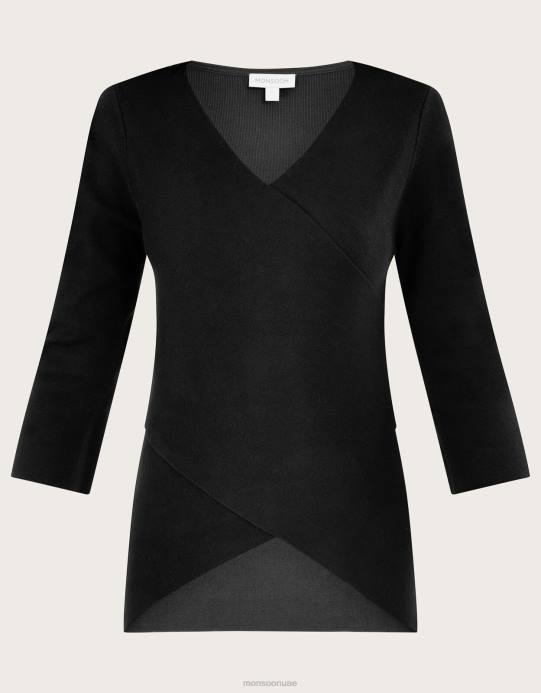 Monsoon نحيف سترة ملفوفة ذكية مع Lenzing Ecovero D68H1083 ملابس أسود