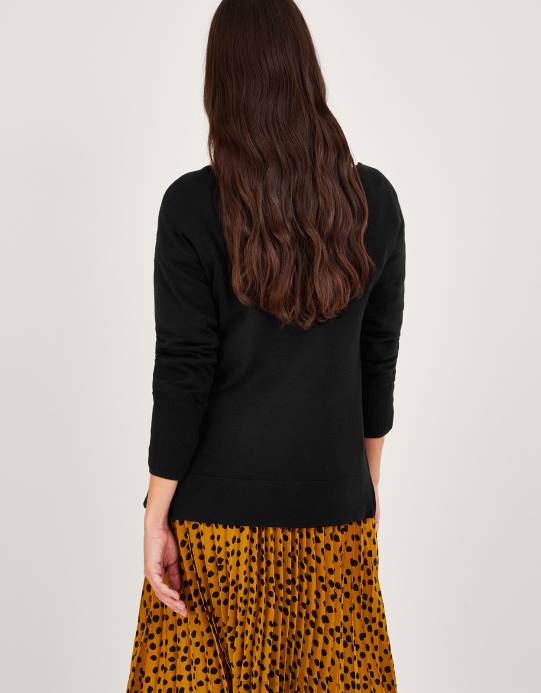 Monsoon نحيف سترة مائلة بسحاب مفصل مع Lenzing Ecovero D68H372 ملابس أسود