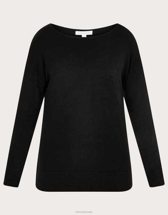 Monsoon نحيف سترة مائلة بسحاب مفصل مع Lenzing Ecovero D68H372 ملابس أسود