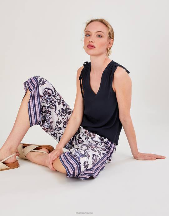 Monsoon نحيف قميص بدون أكمام من Nyla مع Lenzing Ecovero D68H706 ملابس الأزرق الداكن)