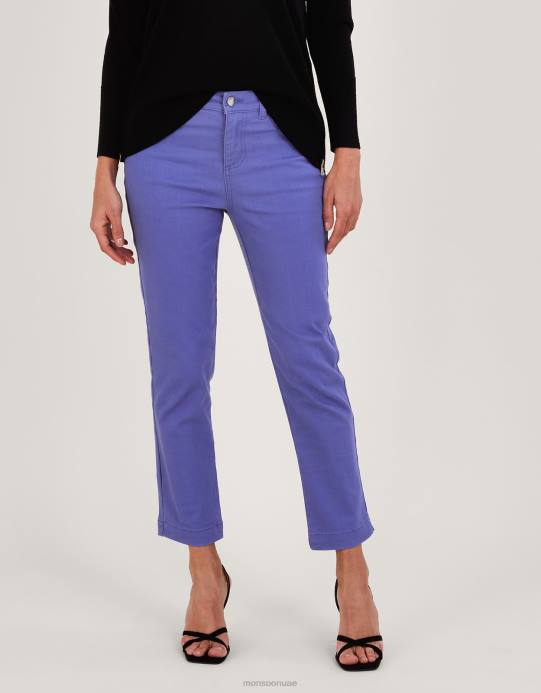 Monsoon نحيف Safaia بنطال جينز سكيني قصير من القطن المستدام D68H857 ملابس الأزرق (الكوبالت)