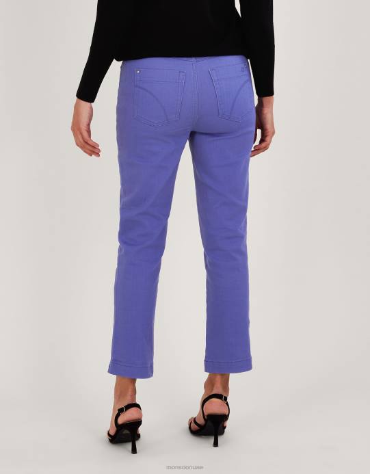 Monsoon نحيف Safaia بنطال جينز سكيني قصير من القطن المستدام D68H857 ملابس الأزرق (الكوبالت)