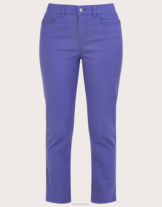 Monsoon نحيف Safaia بنطال جينز سكيني قصير من القطن المستدام D68H857 ملابس الأزرق (الكوبالت)