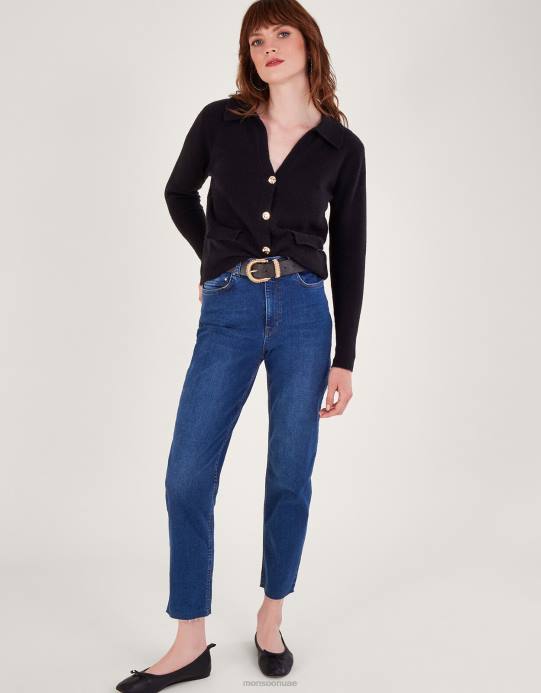 Monsoon نحيف سترة على شكل حرف V D68H108 ملابس أسود