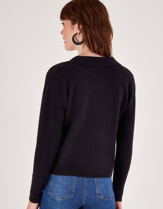 Monsoon نحيف سترة على شكل حرف V D68H108 ملابس أسود