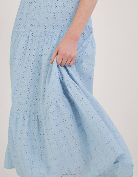 Monsoon نحيف فستان بطبقات وتطريز من belle D68H338 ملابس أزرق