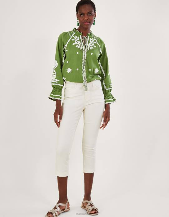 Monsoon نحيف جينز idabella الضيق من القطن المستدام D68H607 ملابس طبيعي (إكرو)